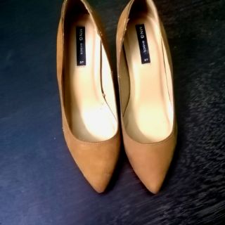 Size 37 Pass Giày MANGO cao gót đinh authentic màu nâu da lộn