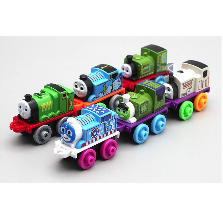 (Mới) Tàu hỏa thomas mini bằng sắt bộ 6 chiếc bằng sắt đồ chơi trẻ em