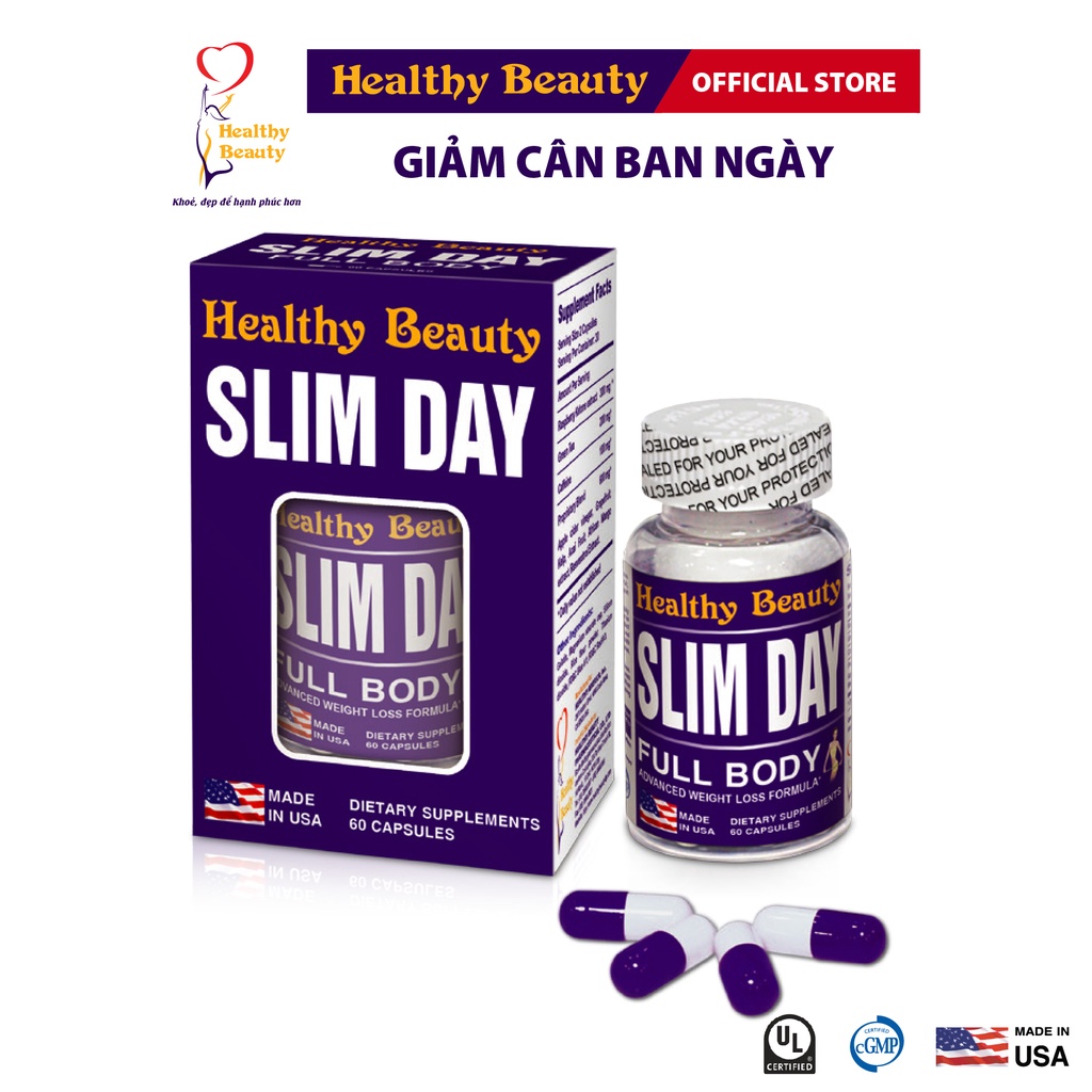 Viên Uống Giảm Cân An Toàn Ban Ngày Slim Day Healthy Beauty 60 Viên