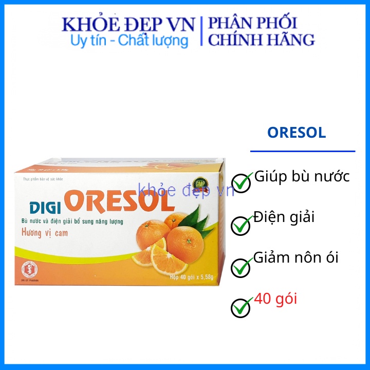 Bù nước và điện giải bổ sung năng lượng Digi Oresol dùng để thay thế nước và chất điện giải– Hôp 40 gói