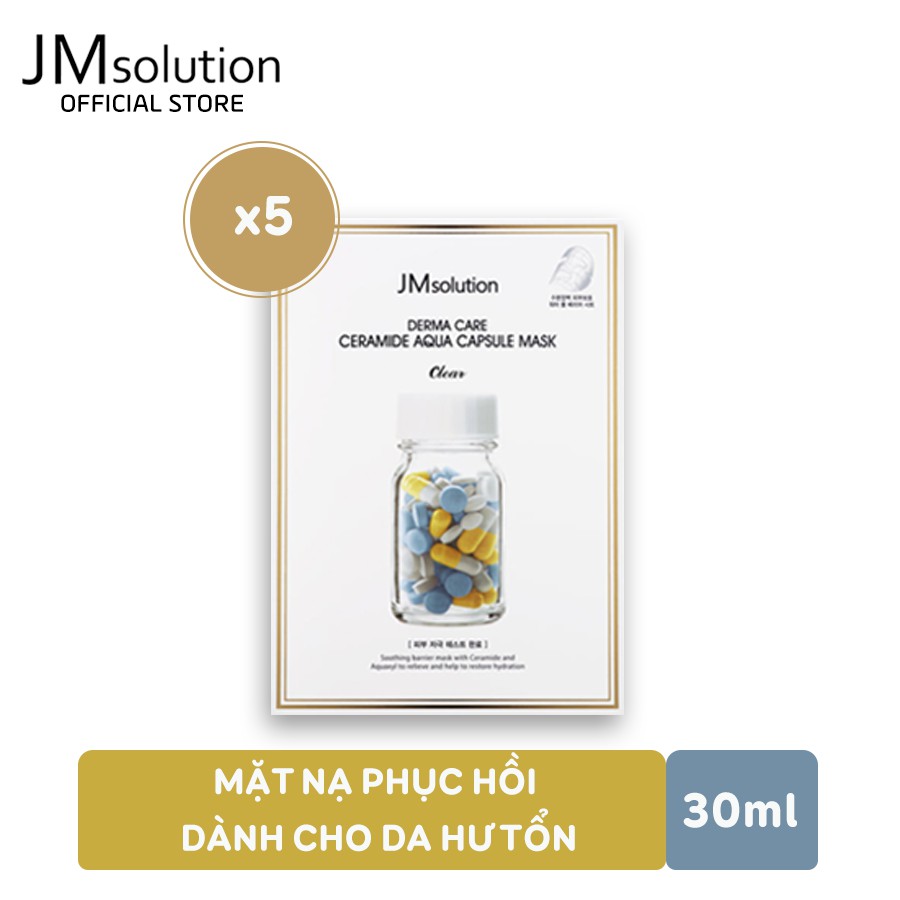 Combo 5 Mặt Nạ JMSolution Derma Care Ceramide Aqua Capsule Cấp Nước Phục Hồi Da Hư Tổn 30ml x5