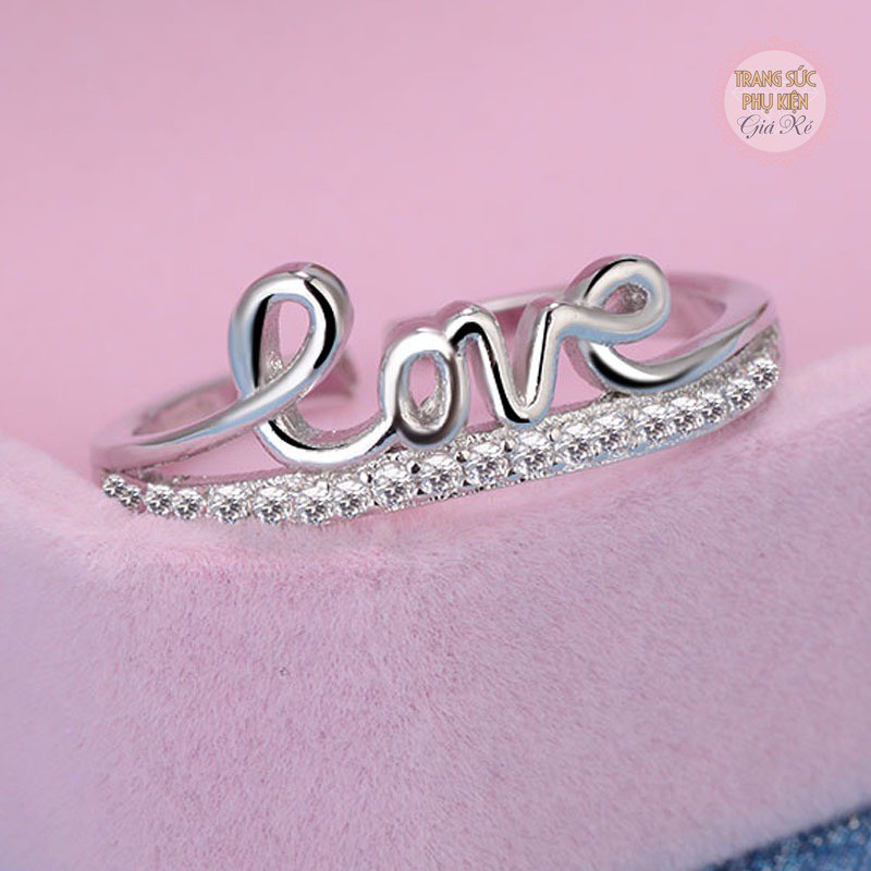 Nhẫn nữ thời trang chữ Love N24 bạc ý S925 nhỏ xinh