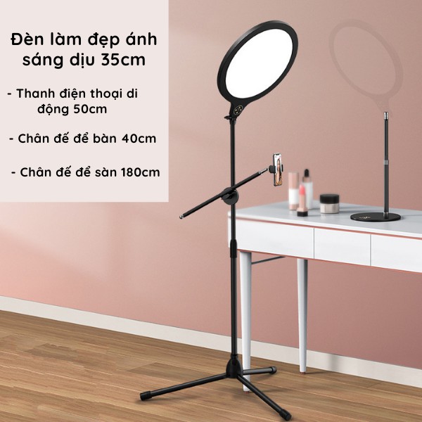 Đèn livestream- đèn livestream để bàn, chân cao từ 1,8- 2m, ánh sáng đột phá mịn da, đẹp da