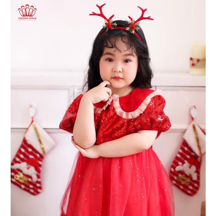 Váy Nhung Công Chúa Cho Bé Gái Crown Space Cao Cấp CKGS3802019 Size 14 - 28Kg