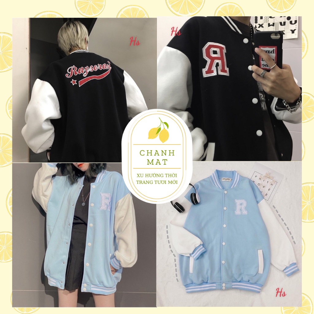 Áo Khoác Bomber Cúc Bấm Thêu Nổi Chữ R Cá Tính CHANH MẬT🍋