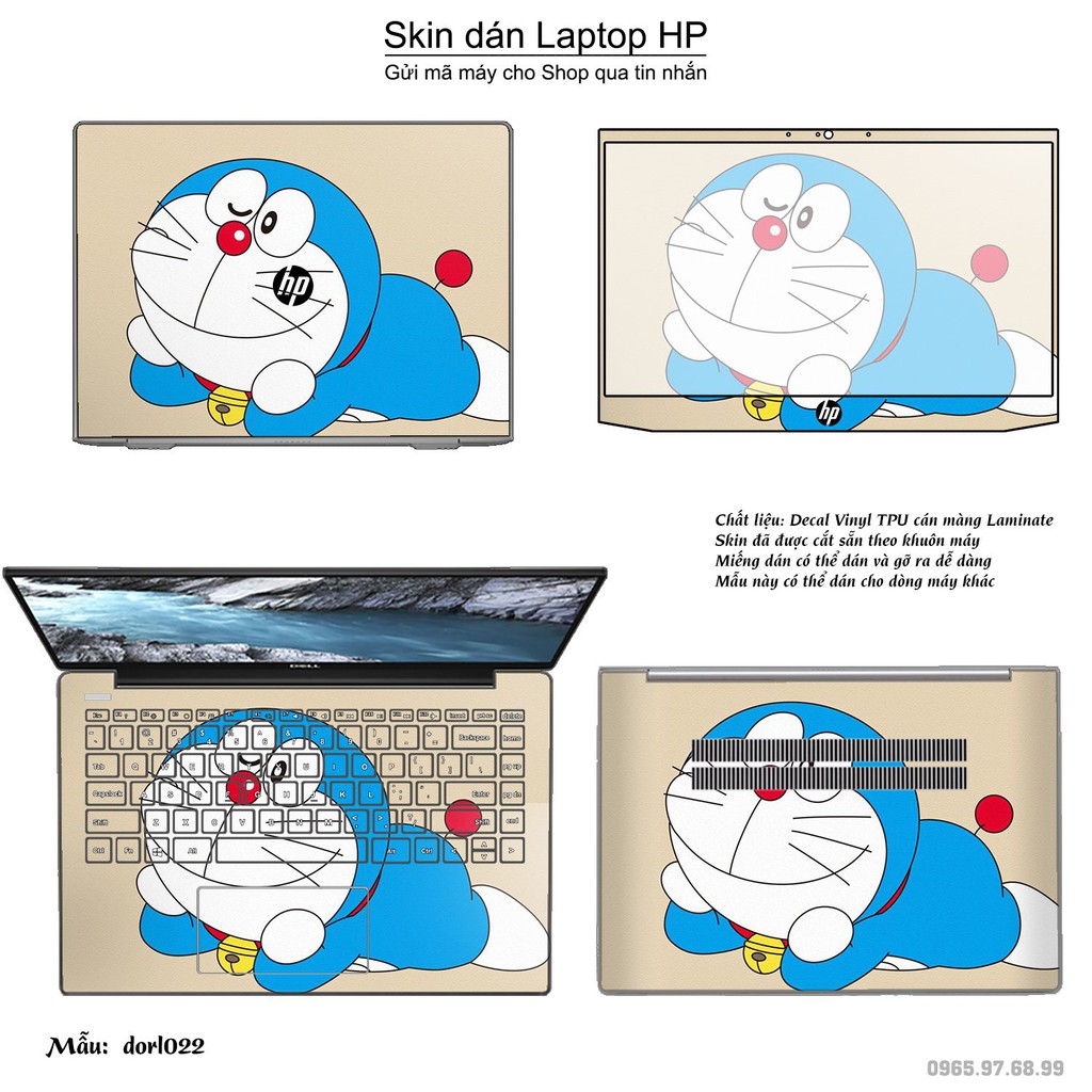 Skin dán Laptop HP in hình Doraemon (inbox mã máy cho Shop)