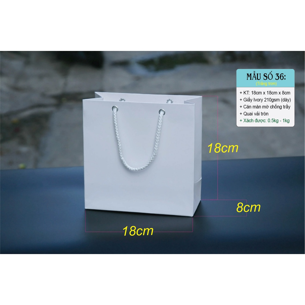 25 cái - Túi giấy đựng mỹ phẩm phụ kiện quà tặng thời trang - Mẫu số 36 Trắng