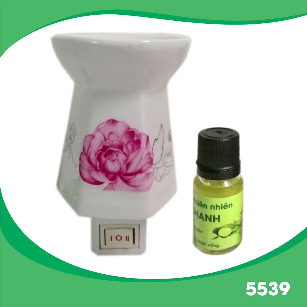 Combo đèn ngủ xông tinh dầu cắm tường hình hoa và tinh dầu sả chanh nguyên chất 10 ml