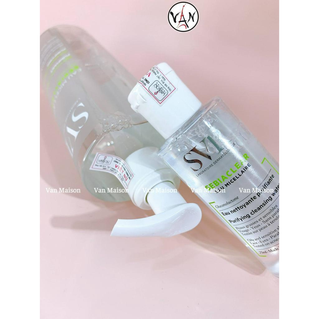 Nước tẩy trang svr sebiaclear eau micellaire giúp làm sạch sâu loại bỏ dầu nhờn 75ml , 400ml