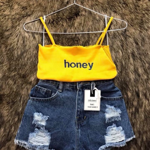 Áo 2 dây croptop honey