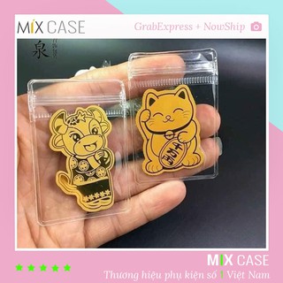 Mèo Thần Tài và Trâu Vàng Hút Tài Lộc Miếng Dán Dùng Ốp Điện Thoại Để Trong Ví May Mắn Cả Năm