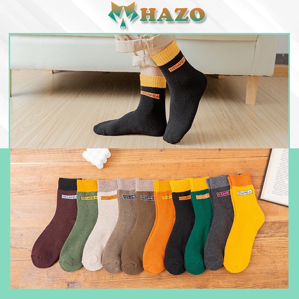 Tất Cổ Cao Vớ Cổ Cao Nam Nữ Nisanea Vải Cotton Co Giãn Thời Trang - Hazo