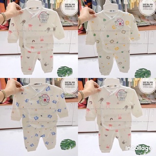 Bộ cài thẳng/cài lệch dài tay Dokma cotton dày dặn