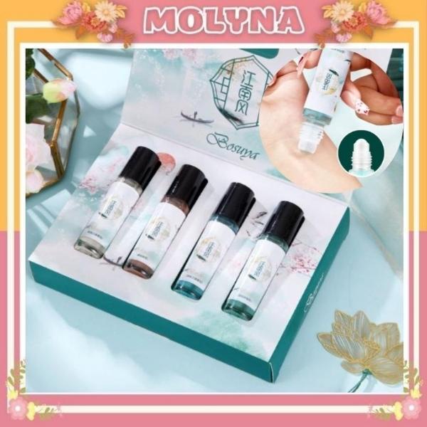 (Mã SRMA9407 giảm 50% cho đơn 0Đ)Combo 4 Nước Hoa Lăn Bosuya Nội Địa Trung Mùi Hương Nhẹ Nhàng Lưu Giữ Mùi Thơm MOLYNA