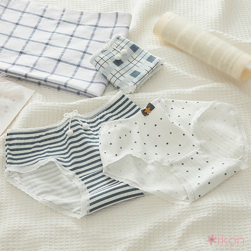 Quần Lót Cotton Lưng Vừa Họa Tiết Chấm Bi Dễ Thương Phong Cách Nhật Bản Cho Nữ