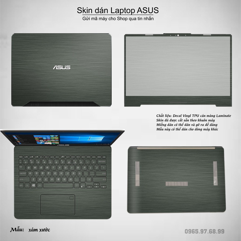 Skin dán Laptop Asus màu xám xước (inbox mã máy cho Shop)