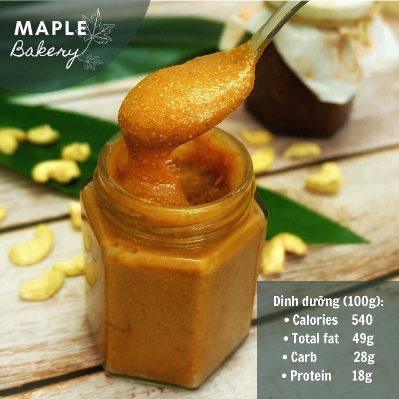 Bơ Hạt Điều Nguyên Chất Không Đường Thuần Chay Ăn Kiêng Hũ 180g