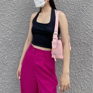 Dottie - áo thun cổ yếm hở lưng nữ đen t0378
