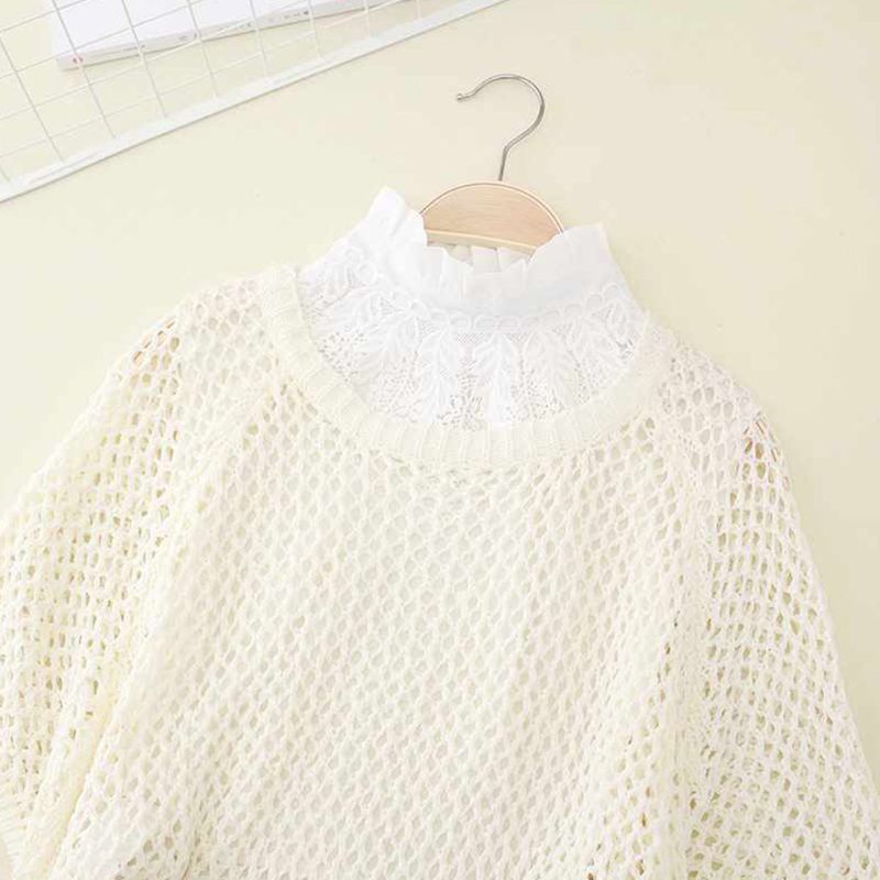 Áo Ren Hoa Giả Cổ Đứng Phối Bèo Xinh Xắn Thời Trang Cho Nữ