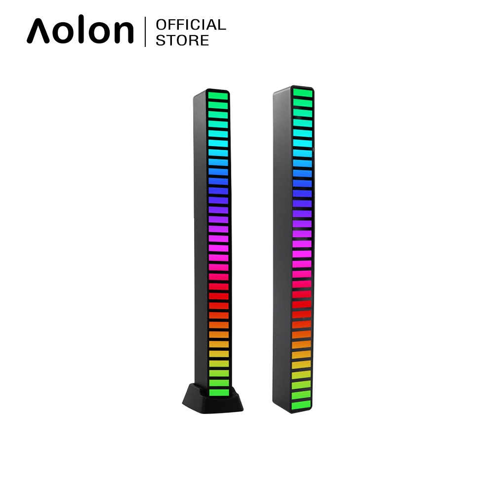 Đèn LED báo mức âm thanh Aolon D08RGB 32 bit MIC đo âm lượng VU có giai điệu âm nhạc đầy màu sắc thanh nhôm cho xe hơi