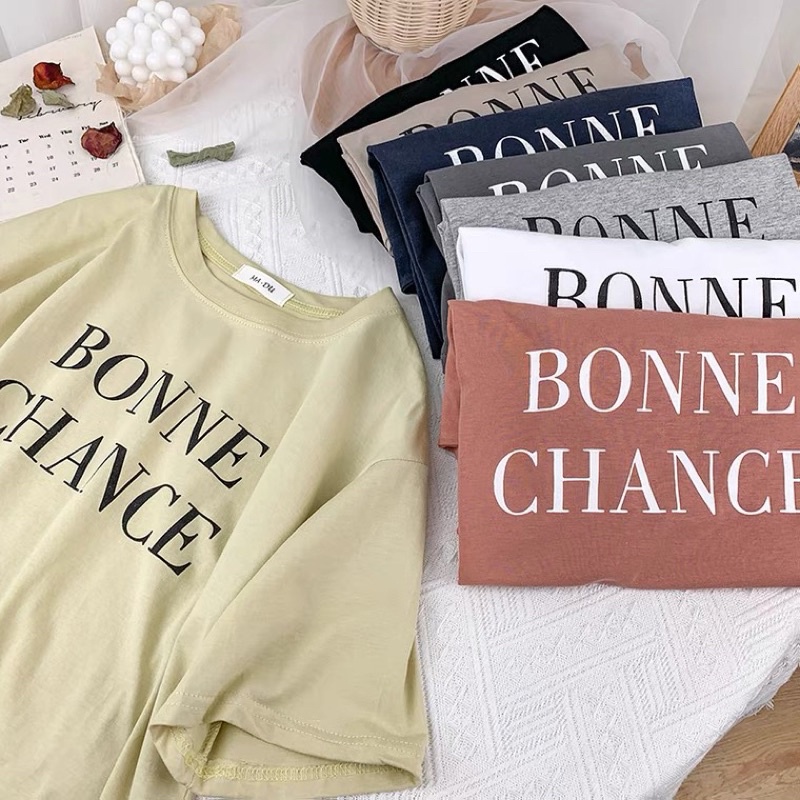 Áo phông 3158 ,áo thun tay lỡ form rộng chất cotton in hình BONNE