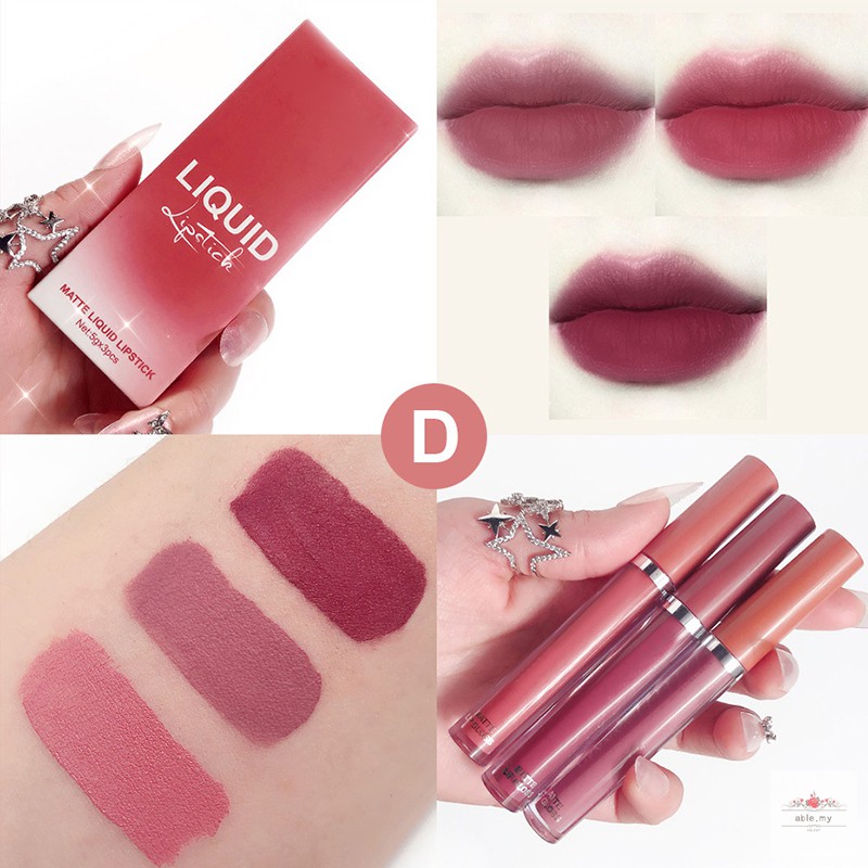 (Hàng Mới Về) Set 3 Son Kem Lì Lâu Trôi Không Phai Màu Sắc Quyến Rũ Cho Nữ | BigBuy360 - bigbuy360.vn