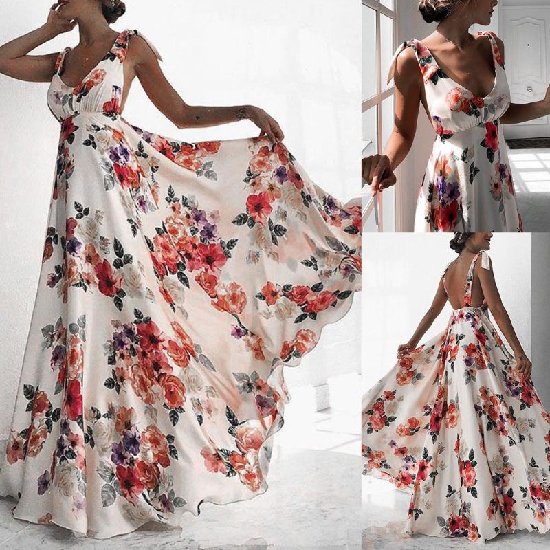 Đầm Maxi Dáng Dài Phong Cách Boho Thời Trang Đi Biển Mùa Hè Cho Nữ