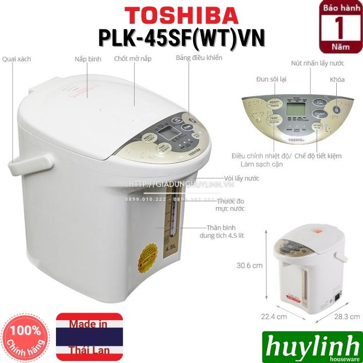 [Mã ELHAMS5 giảm 6% đơn 300K] Bình thủy điện Toshiba PLK-45SF(WT)VN - 4.5 lit