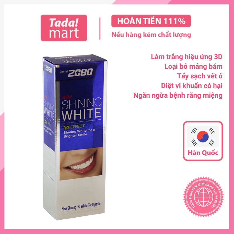 Kem đánh răng Dental 2080 Shining White 3D Effect 100g Hàn Quốc