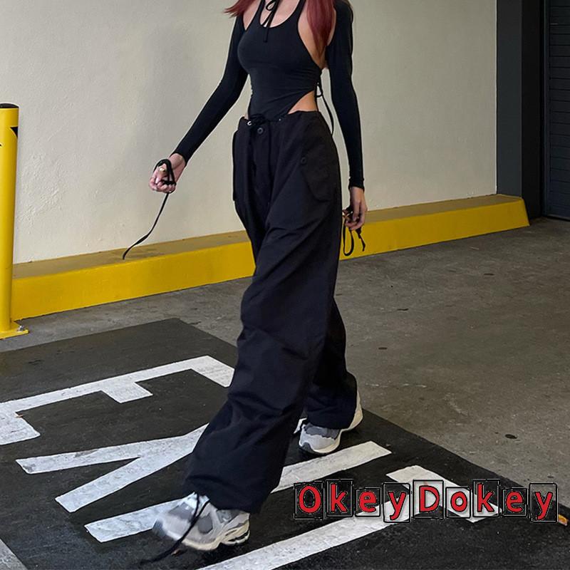 Quần Dài Ống Rộng Lưng Thun Rút Dây Màu Trơn Thời Trang Mùa Hè Cho Nữ