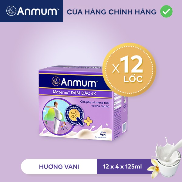 Thùng 12 lốc Sữa nước Anmum Materna Concentrate Đậm Đặc 4X Hương Vanilla