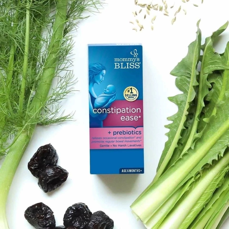 Siro ngừa táo bón Mommy Bliss hữu cơ Constipation Ease chứa chất xơ tự nhiên cho bé 6m+
