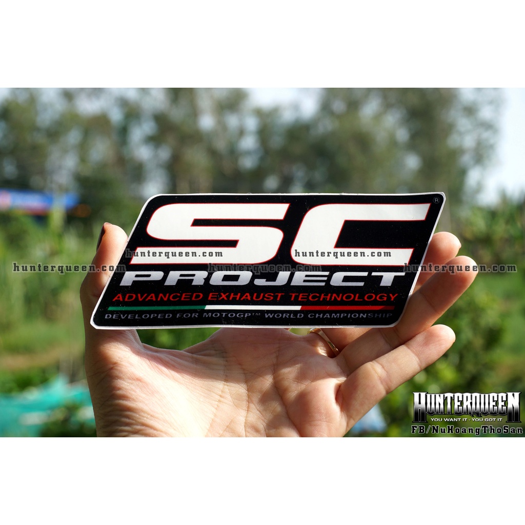 Logo SC Project siêu to [15x6cm]. Decal cao cấp không bay màu, dán trang trí xe, nón, tủ