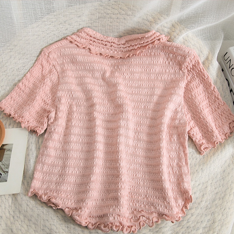 Áo kiểu IELGY tay ngắn dáng ôm phong cách Hàn Quốc thời trang dành cho nữ