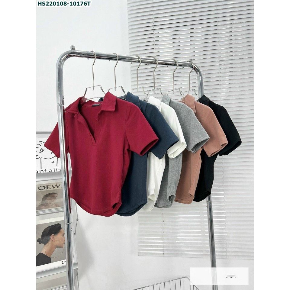 Áo Croptop Cổ POLO VẠT BẦU, Áo Croptop Cổ Polo Unisex Dáng Ôm cotton