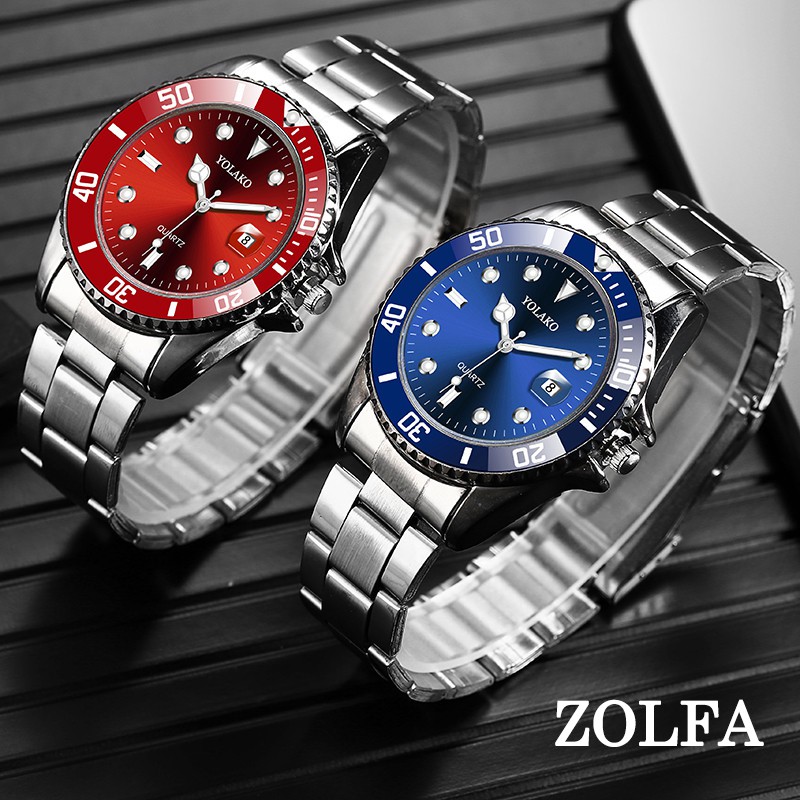 ZOLFA Hot Sale Mens Stainless Steel Watch Date Sports Quartz Analog Clocks Top Brand Military Men Luxury Wristwatches Đồng hồ nam