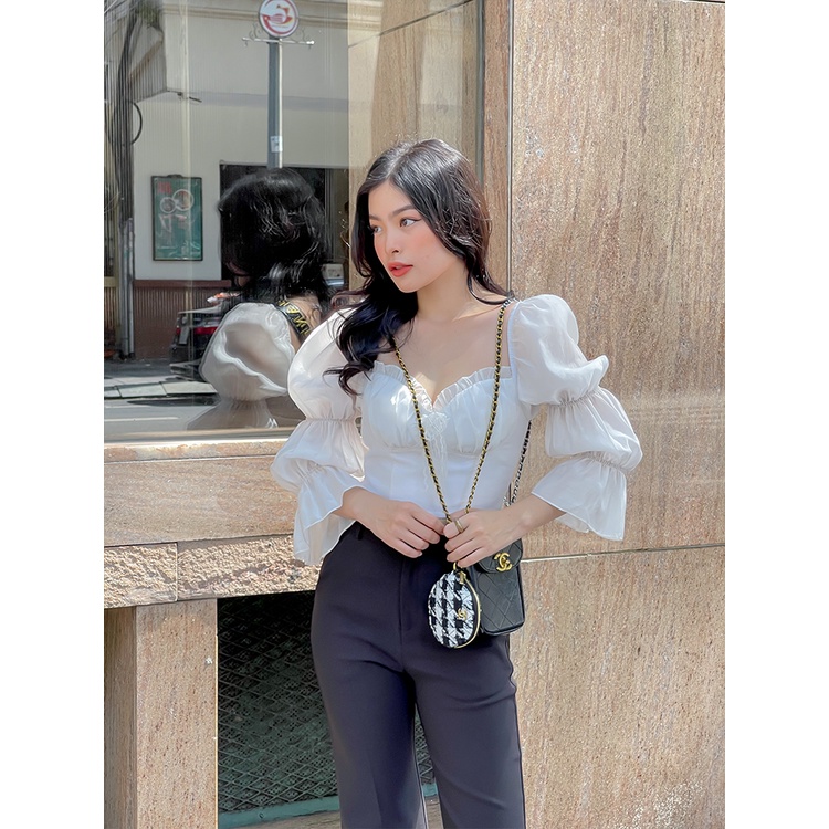 Áo kiểu nữ MARC FASHION tay dài nhún smocking lưng