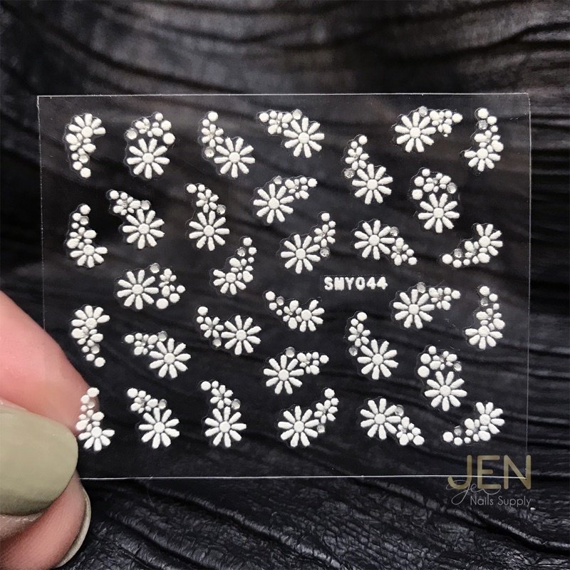 Sticker dán móng hoa lá trắng 3d-hình dán nail