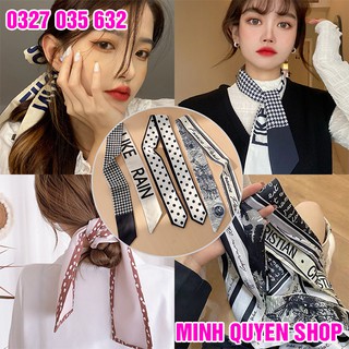 Khăn Quàng Cổ, Buộc Tóc Vải Lụa Size 100x8 cm Dáng Dài Thời Trang Hàn Quốc