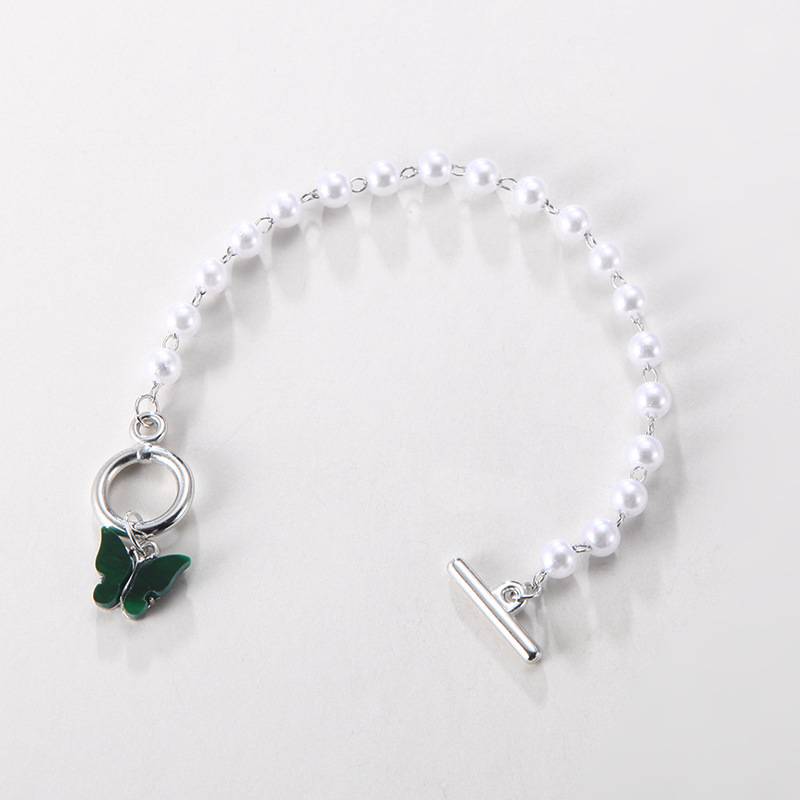 Vòng đeo tay đính ngọc trai và mặt hình bướm phong cách cổ điển đơn giản thời trang cho nữ | BigBuy360 - bigbuy360.vn
