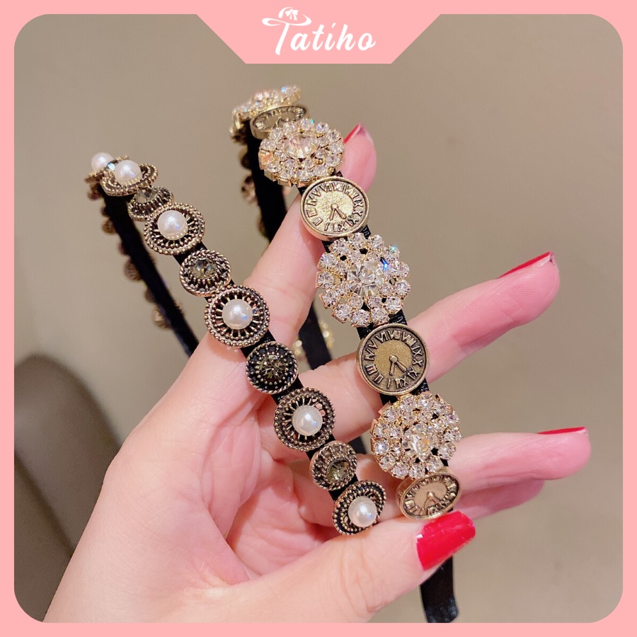 Cài Tóc Unisex, Băng Đô Phối Đính Đá Phong Cách Vintage Thời Trang Hàn Quốc Hottrend  - TATIHO - Mã CT012