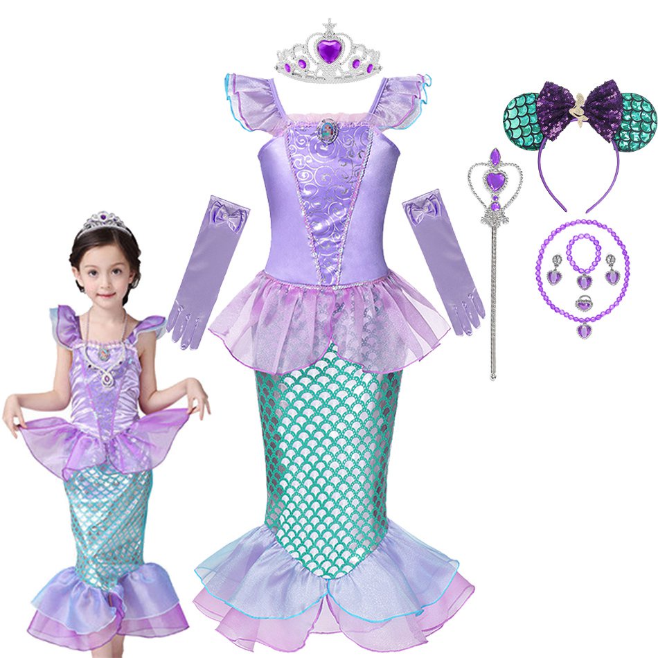 DISNEY Trang Phục Hóa Trang Nàng Tiên Cá Ariel Màu Tím Dành Cho Bé Gái Y3D8