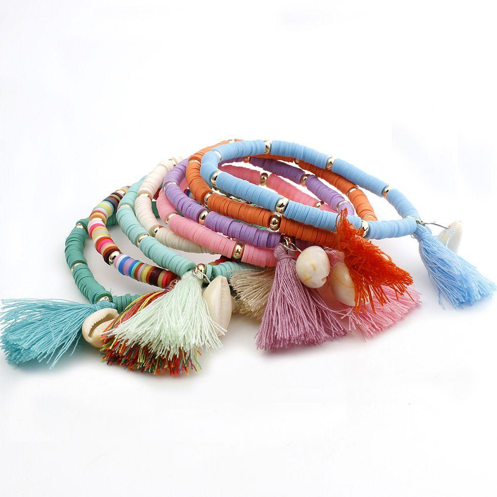 Vòng Tay Vỏ Sò Handmade Điều Chỉnh Được Có Tua Rua Phong Cách Bohemia