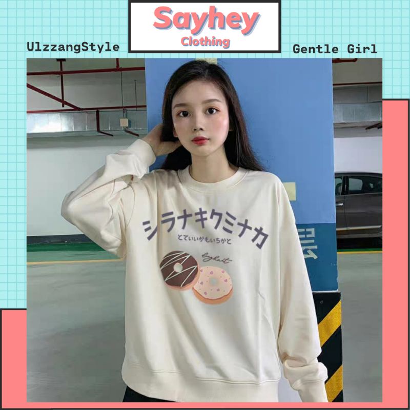 Áo Sweater Nỉ Donut Tay Bồng Form Rộng Phong Cách Ulzzang - Sayhey Clothing
