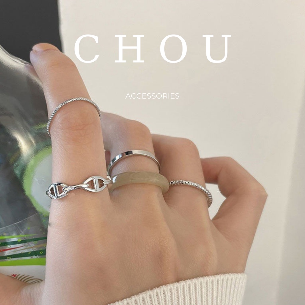Set 5 Nhẫn Phối Màu Be | CHOU ACCESSORIES |