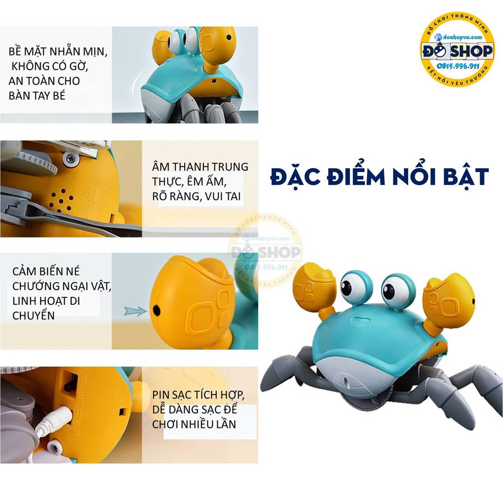 [BẢN PIN SẠC] Con Cua Đồ Chơi Cảm Biến Va Chạm Né Chướng Ngại Vật Phát Nhạc Phát Sáng CC99 - Đô Shop