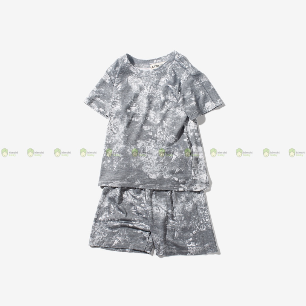 Đồ Bộ Bé Gái, Bé Trai Minky Mom Vải Thun Lạnh Hoạ Tiết Loang Tye Dye Trơn, Bộ Cộc Tay Mặc Nhà Cho Bé MKM2235