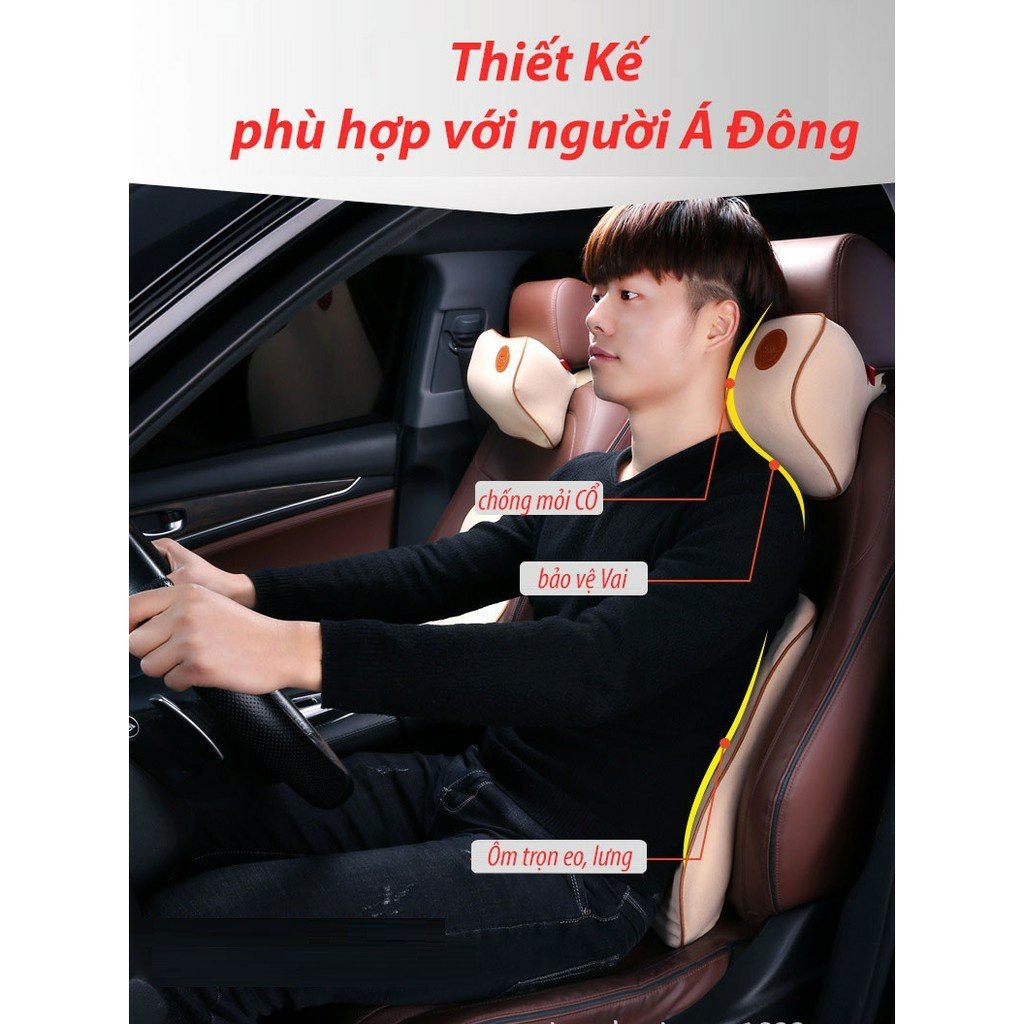 Gối Tựa Đầu Tựa Lưng Ô Tô 𝐅𝐑𝐄𝐄 𝐒𝐇𝐈𝐏  Cao Su Non Cao Cấp FUMAN Dùng Cho Ô Tô Và Văn Phòng