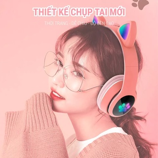 Tai Nghe Mèo Bluetooth - tai nghe có mic . Headphone Tai Mèo HP000047 Có Mic, Âm Bass Chuẩn, hỗ trợ học online , pin 400