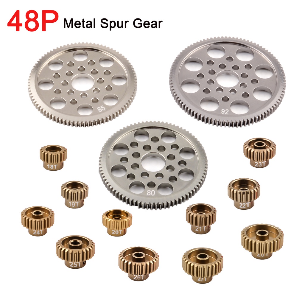 Bánh Răng Động Cơ 48P 92T 85T 80T Pinion 18T 19T 20T 21T 22T 23T 24T 25T 26T Cho Sakura R31 G31 SCX10 AX10 Traxxas